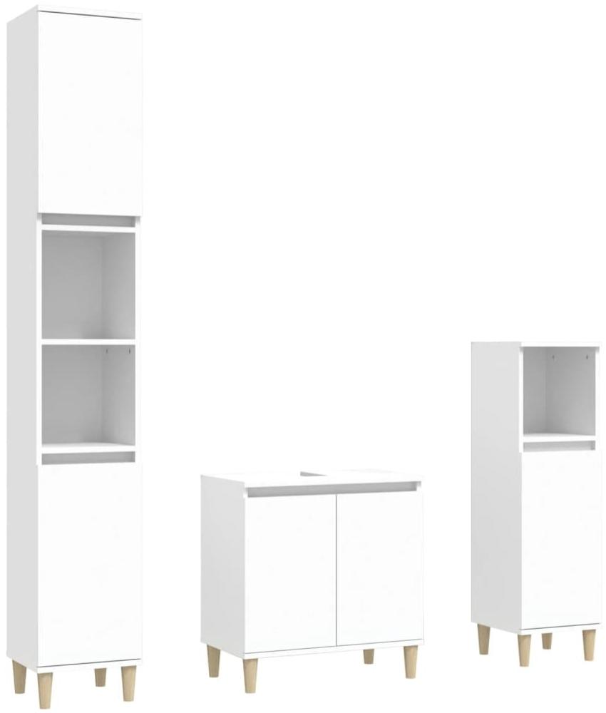 vidaXL 3-tlg. Badmöbel-Set Weiß Holzwerkstoff 3185581 Bild 1