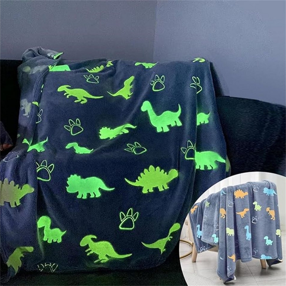 Kinderdecke Kinder Flanell Leuchtet Im Dunkeln Blanket,150x130cm Dino Decke, autolock Bild 1