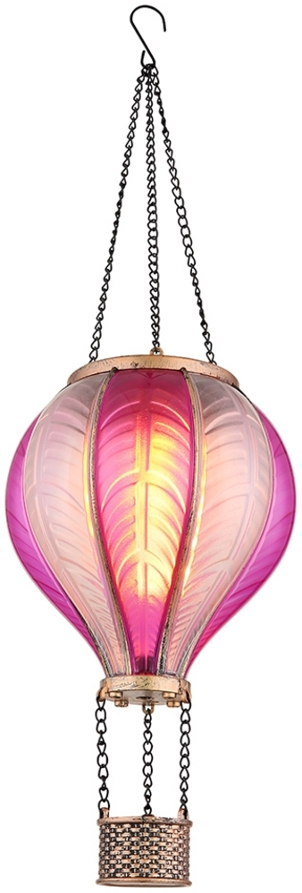 LED Solarleuchte, Heißluftballon, pink, Feuer Effekt, H 46,5 cm Bild 1