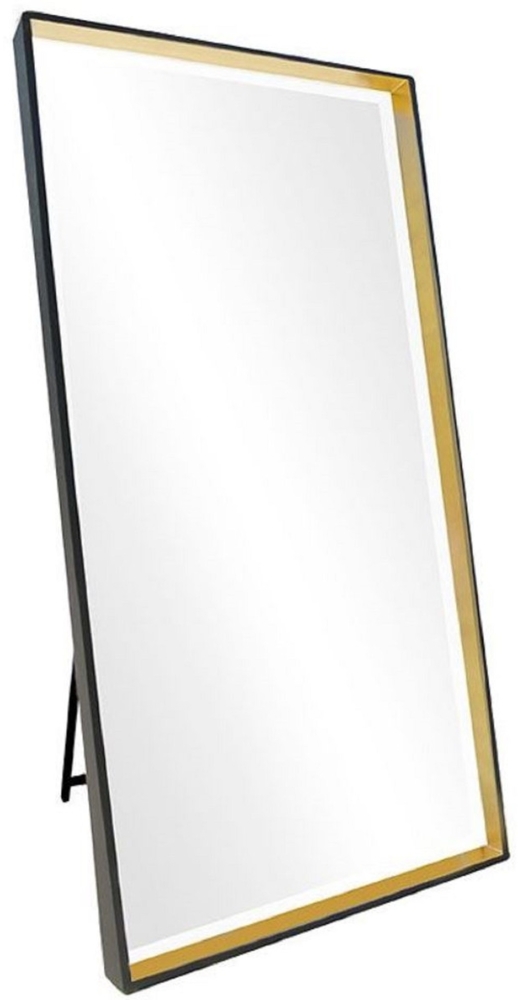 Casa Padrino Luxus Standspiegel Schwarz / Gold 100 x H. 200 cm - Ganzkörperspiegel - Schlafzimmer Spiegel - Schlafzimmer Möbel Bild 1