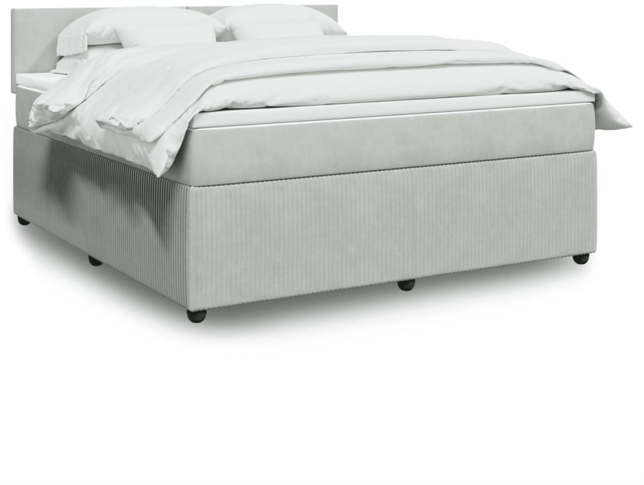 vidaXL Boxspringbett mit Matratze Hellgrau 180x200 cm Samt 3290100 Bild 1