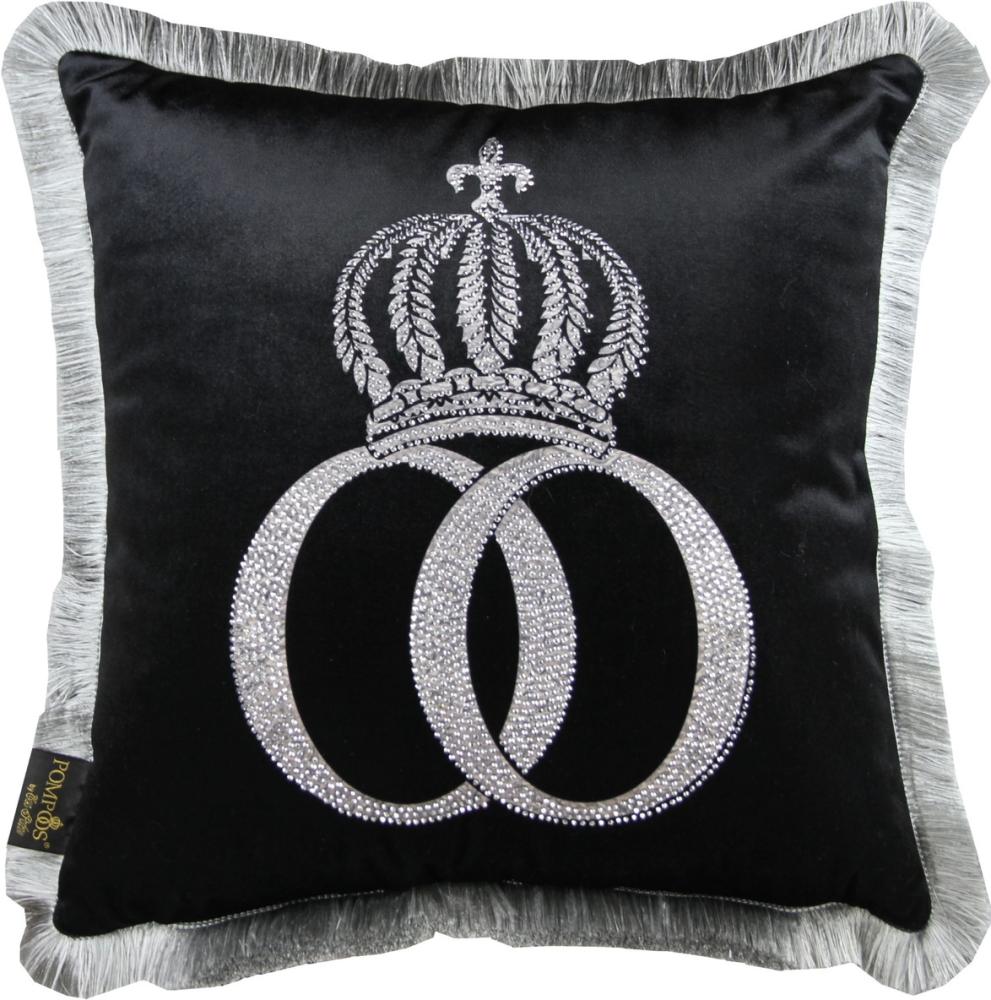 Harald Glööckler Luxus Deko Kissen Pompöös by Casa Padrino Schwarz / Silber Krone mit Strass Steinen - Glööckler Kissen Designer Bild 1