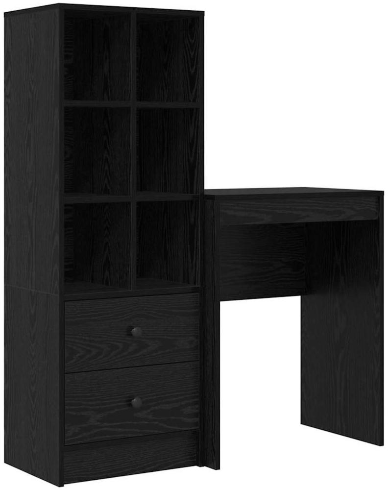 vidaXL Schreibtisch mit Stauraum mit Regal 2 pcs Schwarz Eichen-Optik 3337298 Bild 1