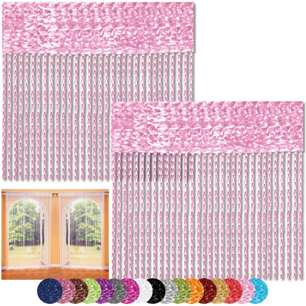 Fadenvorhang 2er Pack Gardine Raumteiler, Auswahl: 90x240 rosa - kirschblütenrosa Bild 1