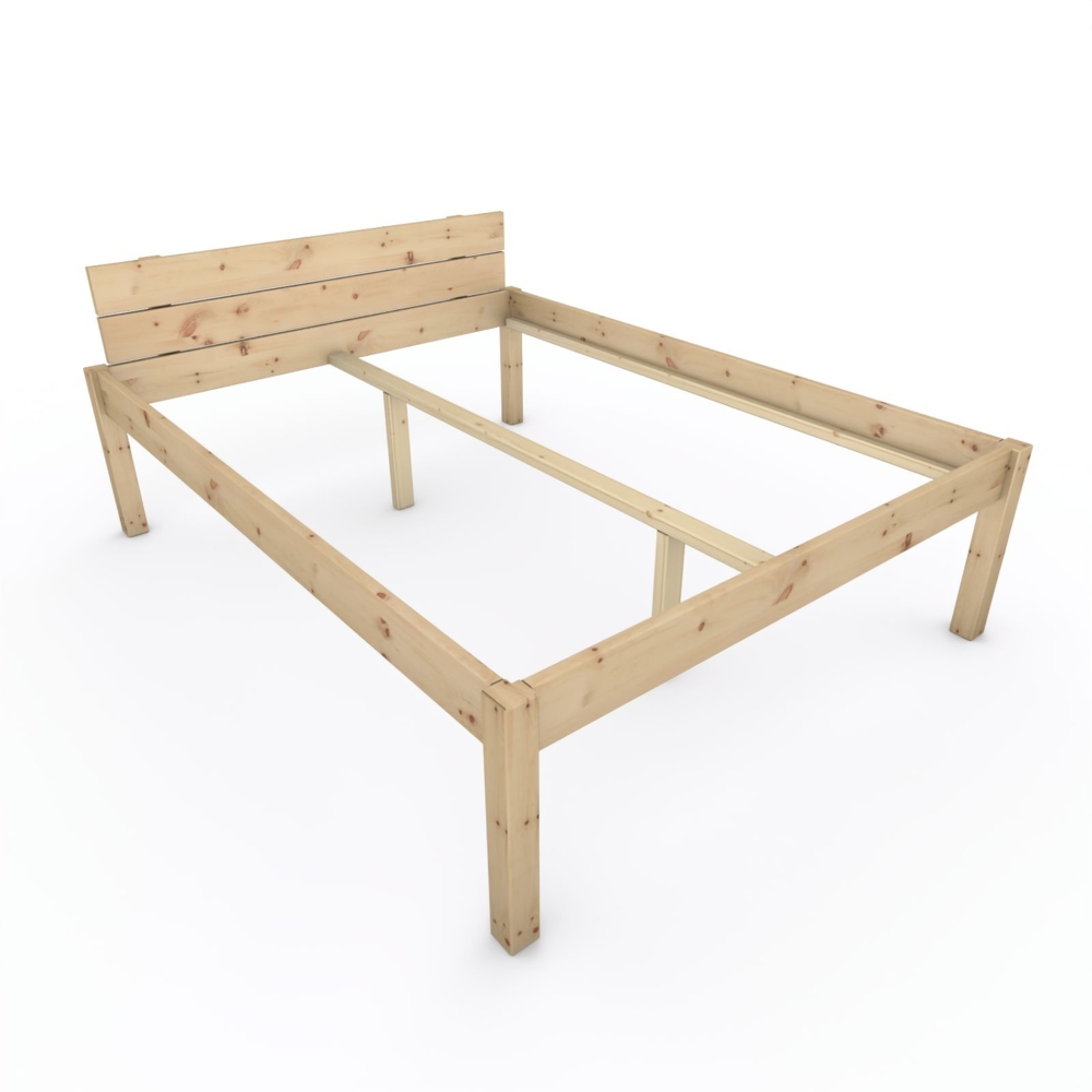 Pfostenbett "metallarm" Zirbe Holzbett "Daybett" 160 x 210cm 58cm Doppelbett Bild 1