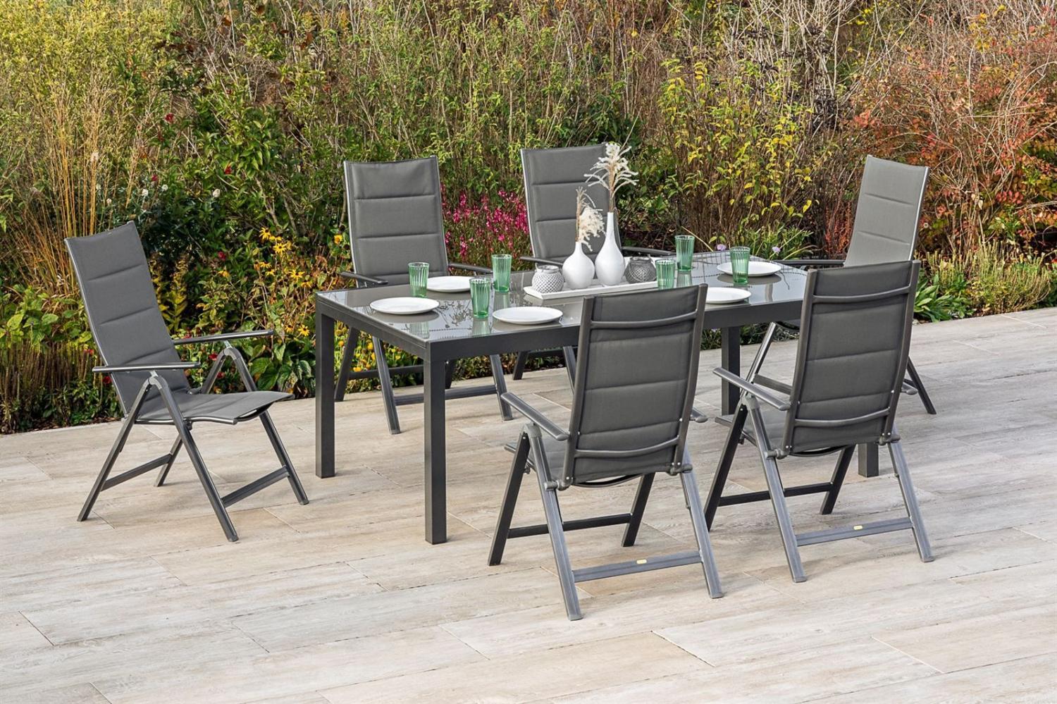 MERXX Garten-Essgruppe Taviano, (Set, 7-tlg), 6 Klappsessel, 5-fach verstellbar, Ausziehtisch Bild 1