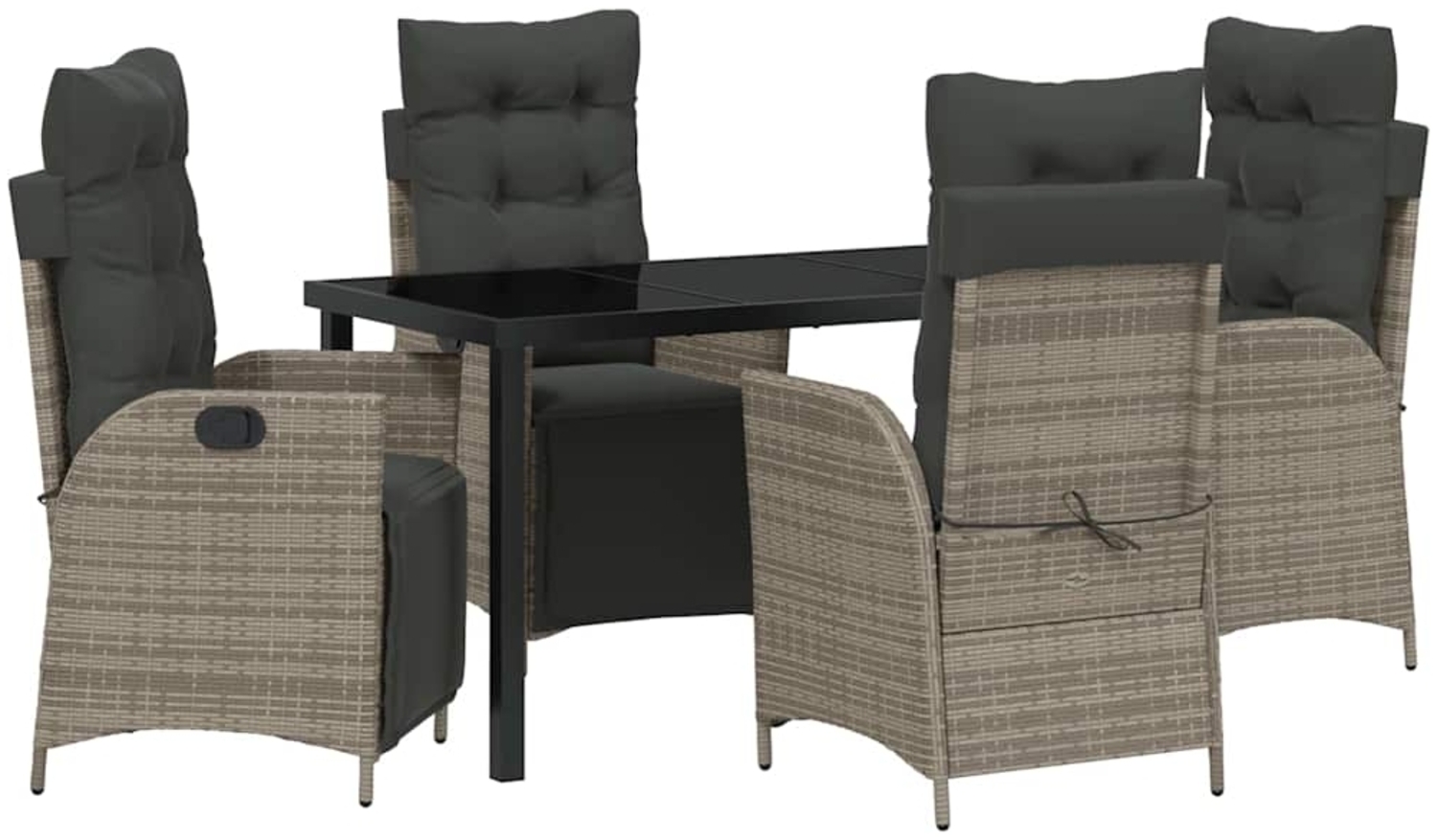 vidaXL Garten Essgruppe 5 pcs Grau Poly Rattan 3380549 Bild 1