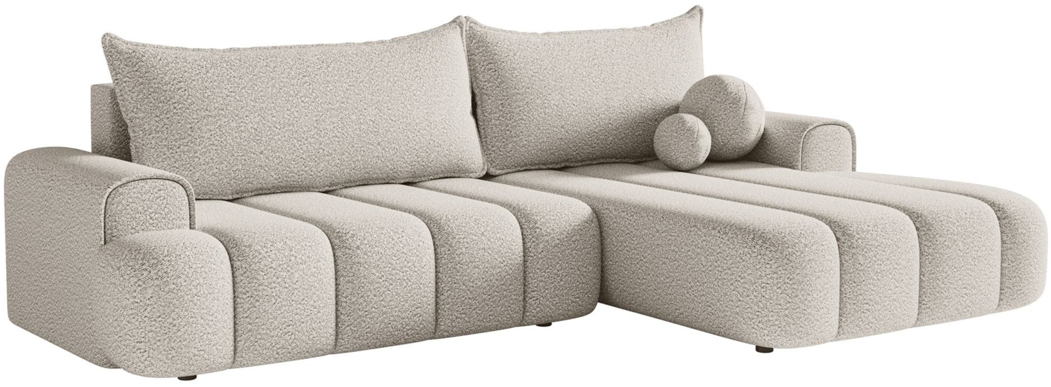 Selsey 'Dandelino' Ecksofa mit Schlaffunktion, Stauraum und Bouclé-Bezug, creme, rechts, 80 x 275 x 168 cm Bild 1