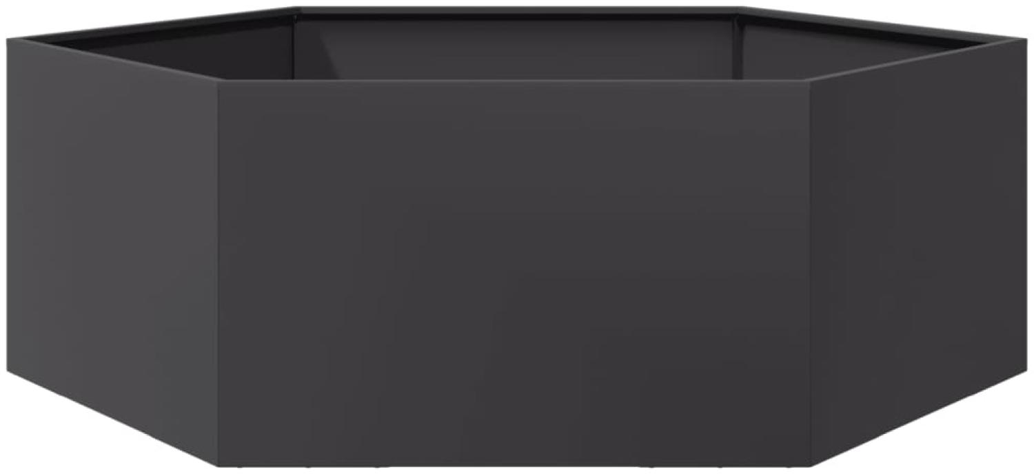 vidaXL Pflanzkübel Schwarz Sechseckig 138x120x45 Stahl 851136 Bild 1