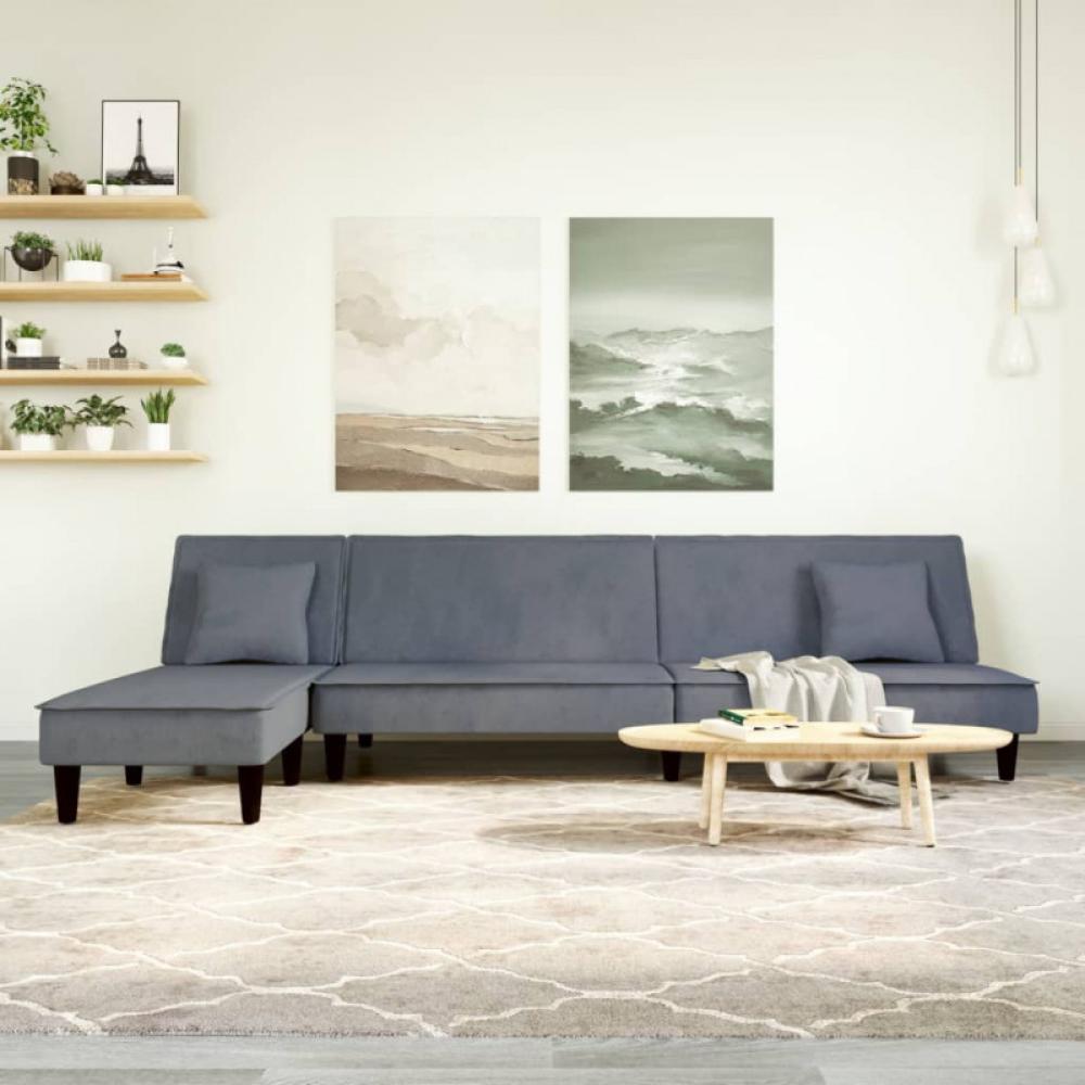 Schlafsofa in L-Form Dunkelgrau 255 x 140 x 70 cm Samt Bild 1