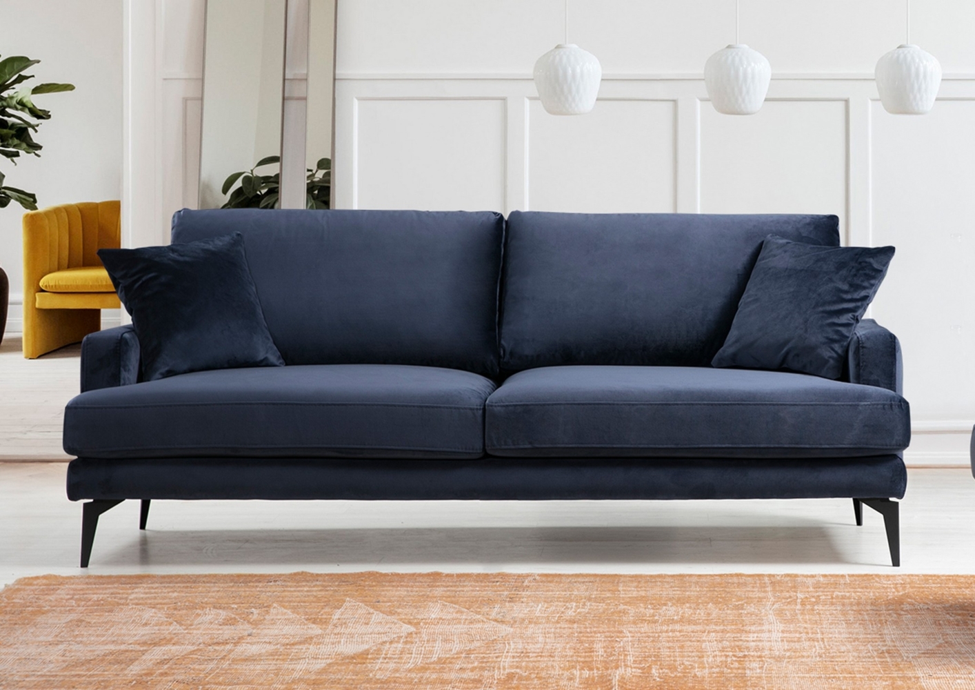 3-Sitzer-Sofa, 'Papira', 88 x 90 x 205, Marineblau Bild 1