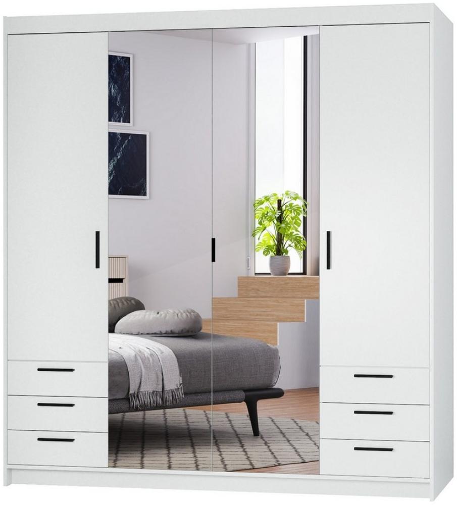 Furnix Kleiderschrank Eliza 176 cm Schrank mit Spiegel und Schubladen mit/ohne Aufsatz 176,3x190,5/245,5x53 cm Bild 1