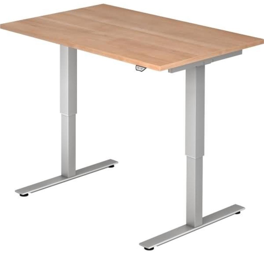 Sitz-Steh-Schreibtisch elektrisch XMST12 120x80cm Nussbaum Gestellfarbe: Silber Bild 1