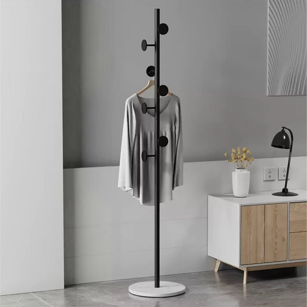 Masbekte Kleiderständer Garderobenständer mit Marmorsockel, (Metall Kleiderstange mit 7 Haken, 7 Höhen, Wohnzimmer, Schlafzimmer, Arbeitszimmer) Bild 1