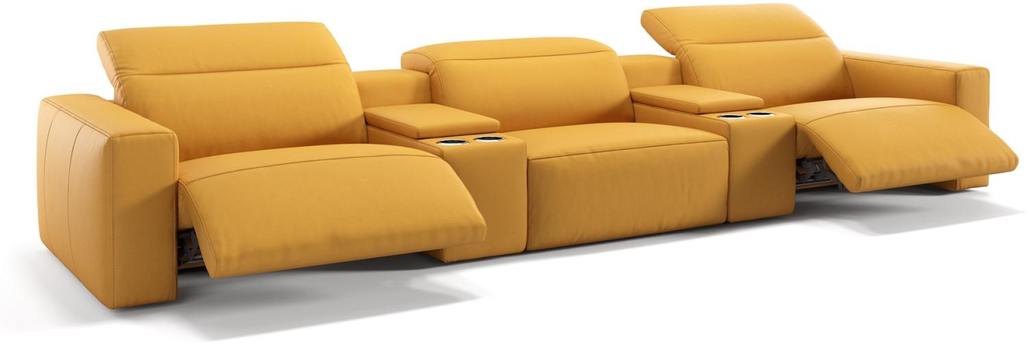 Sofanella Dreisitzer LENOLA Echtlederbezug Kinocouch Sofa in Gelb XXL: 401 Breite x 109 Tiefe Bild 1