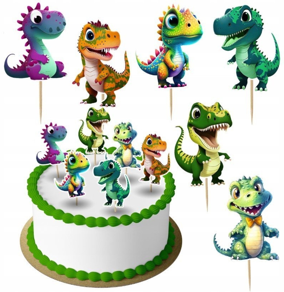 Festivalartikel Tortenstecker Dinosaurier Topper Set 6 Stk Geburstag Torten Deko Kuchen Junge Bild 1