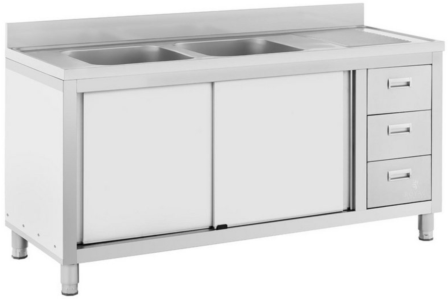 Royal Catering Spülenschrank 160 x 60 x 95 cm Spülenunterschrank 2 Becken je 40 x 40 x 30 cm Bild 1