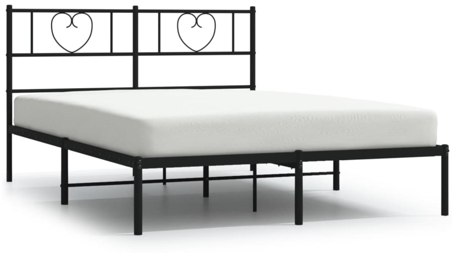 vidaXL Bettgestell mit Kopfteil Metall Schwarz 140x190 cm 355463 Bild 1