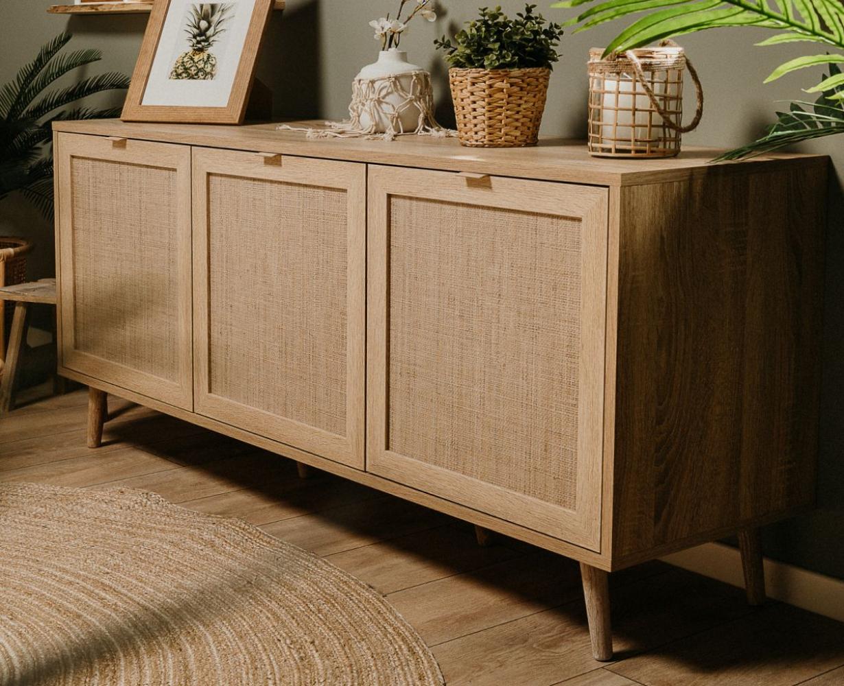 Sideboard Niran Sonoma Eiche mit Bast - Dekor 150 cm Bild 1