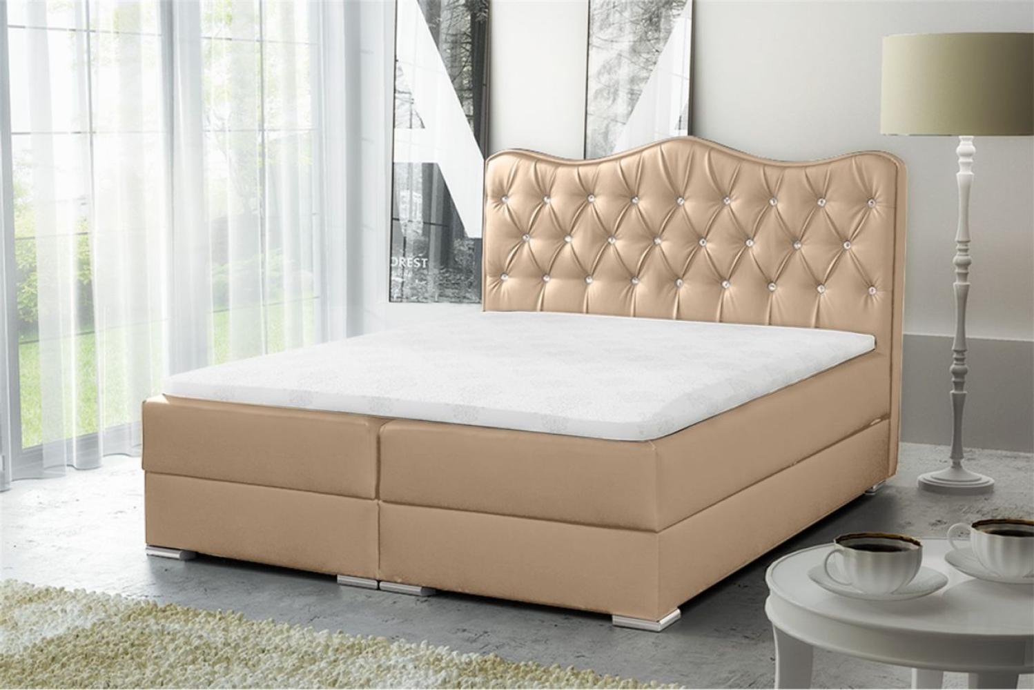 Boxspringbett SULTAN Kunstleder Creme 120x200cm Bild 1