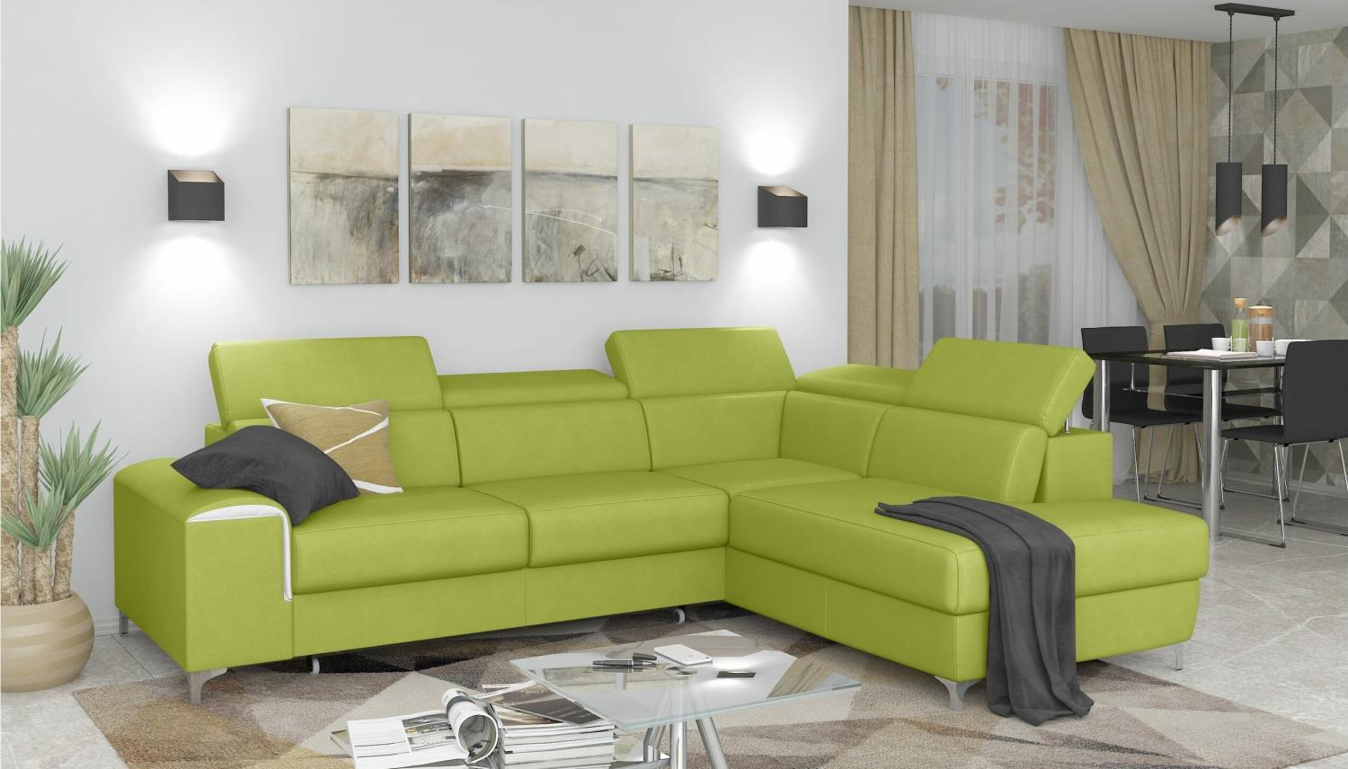 Stylefy Caio Ecksofa Grün Kunstleder Bild 1