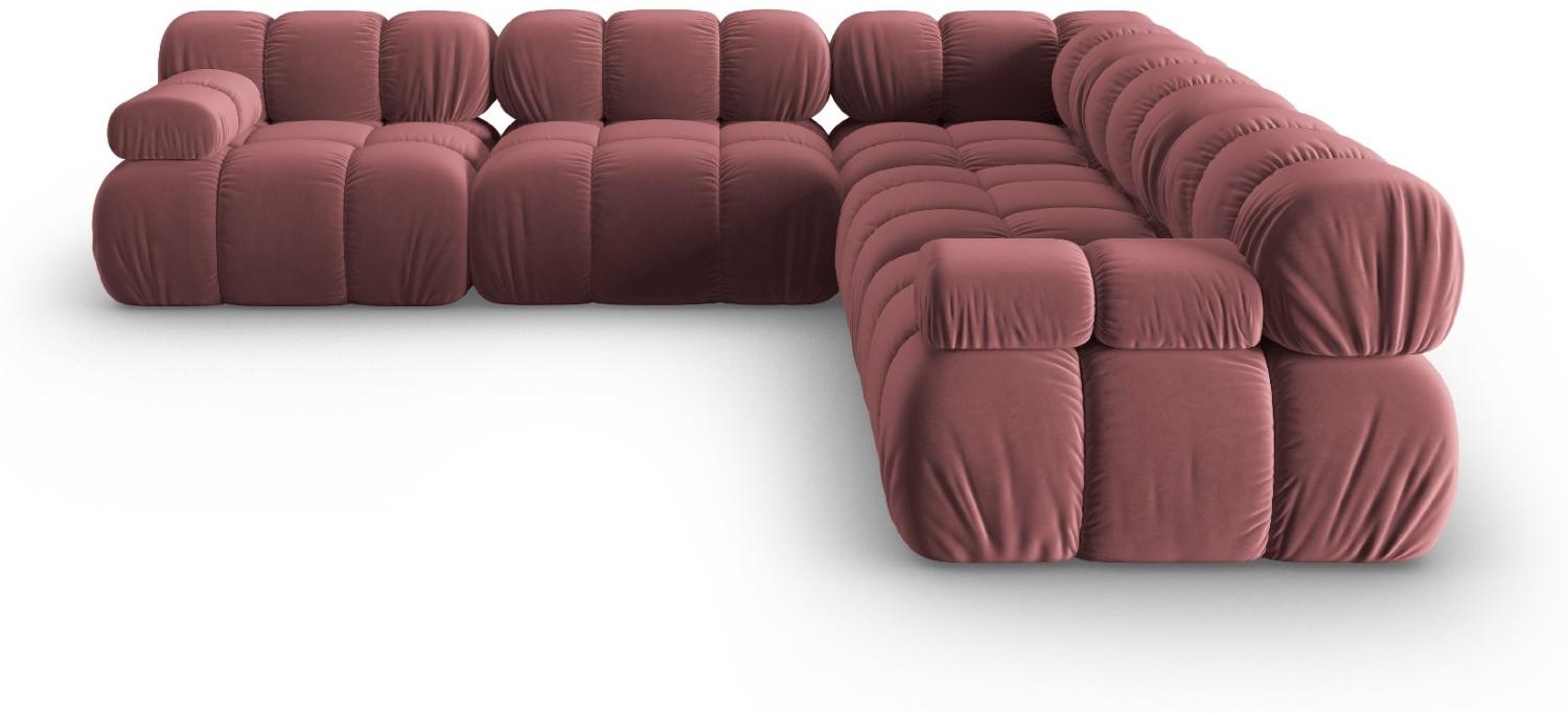 Micadoni Symmetrisches Ecksofa Bellis 5-Sitzer Samtstoff Rosa Bild 1