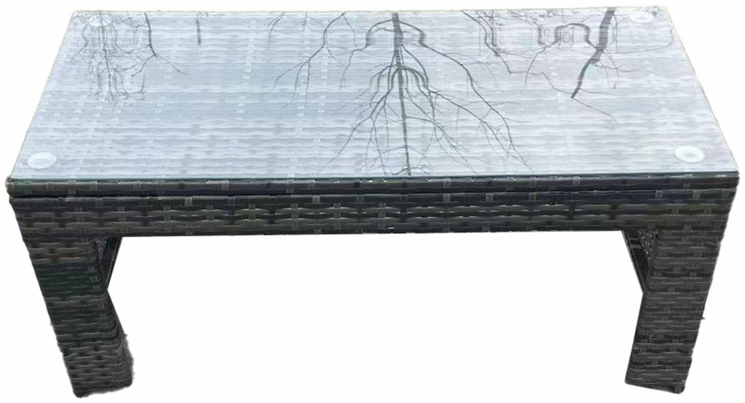 Fimous Rattan Oblong Rechteckiger Couch Tee Tisch Outdoor Gartenmöbel Patio Zubehör Dunkelgrau gemischt Bild 1