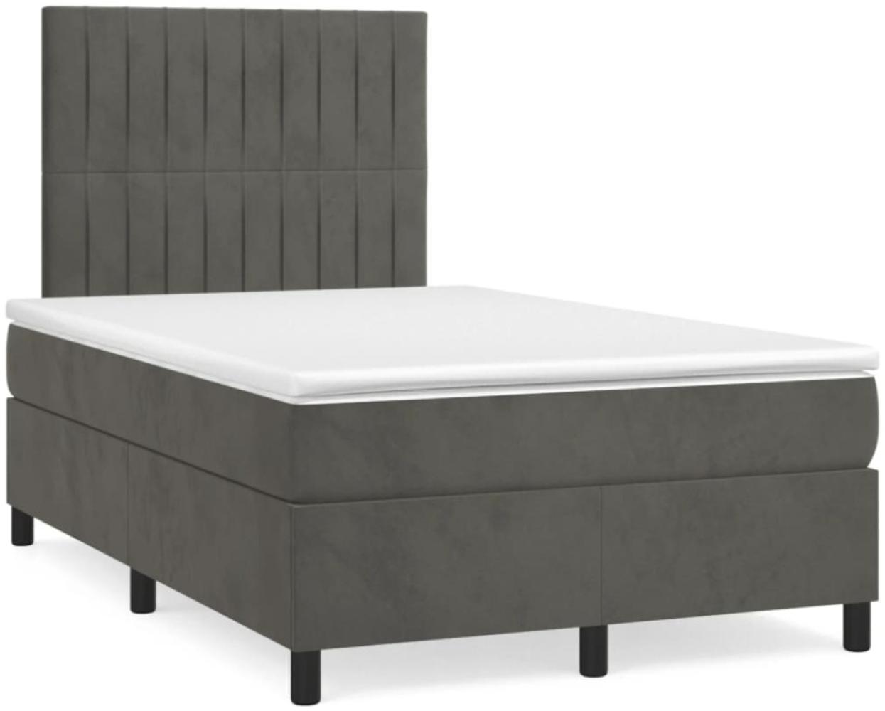 vidaXL Boxspringbett mit Matratze Dunkelgrau 120x190 cm Samt 3270008 Bild 1