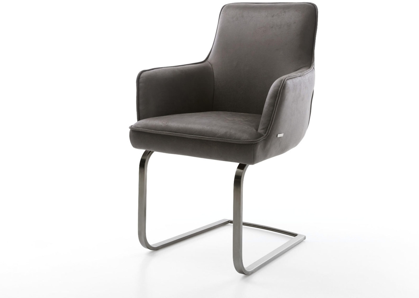 Freischwinger Heira-Flex mit Armlehnen Mikrofaser Anthrazit Vintage Freischwinger flach Graphit Taschenfederkern Bild 1