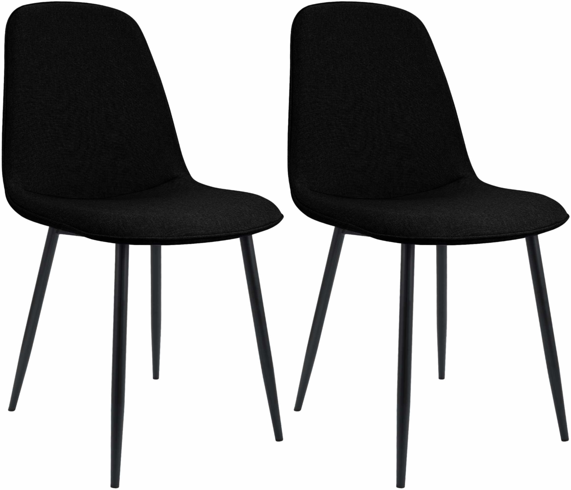 CLP 2er Set Esszimmerstuhl Maryam gepolstert mit Rückenlehne,schwarz Stoff Bild 1