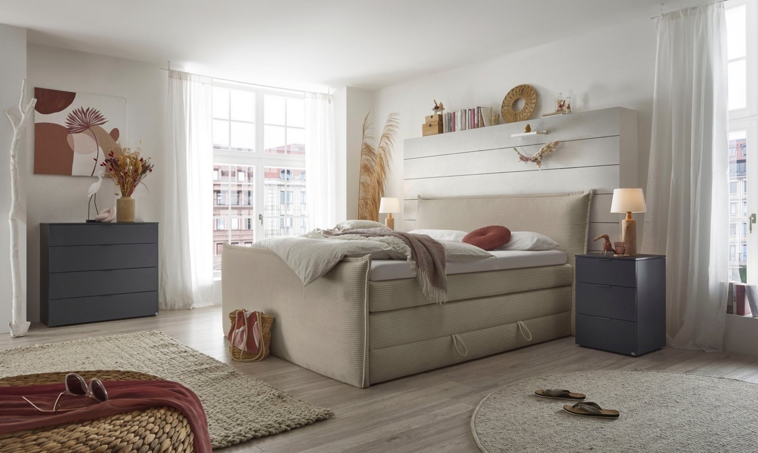 set one by Musterring Boxspringbett Florida, in modernem Cord-Bezug, mit Bettkasten, in 3 Größen erhältlich Bild 1