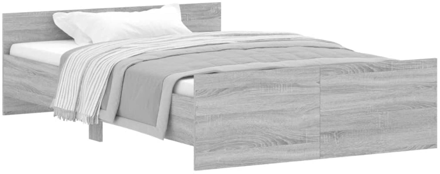 vidaXL Bettgestell mit Kopf- und Fußteil Grau Sonoma 120x190 cm 3203780 Bild 1