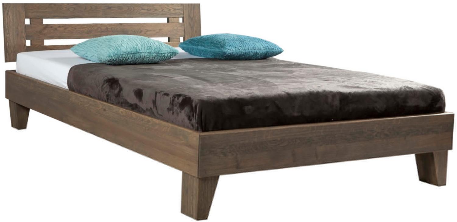 Bed Box Massivholz Bettrahmen Premium Mailand Wildeiche mit Kopfteil 160x220 cm Bild 1