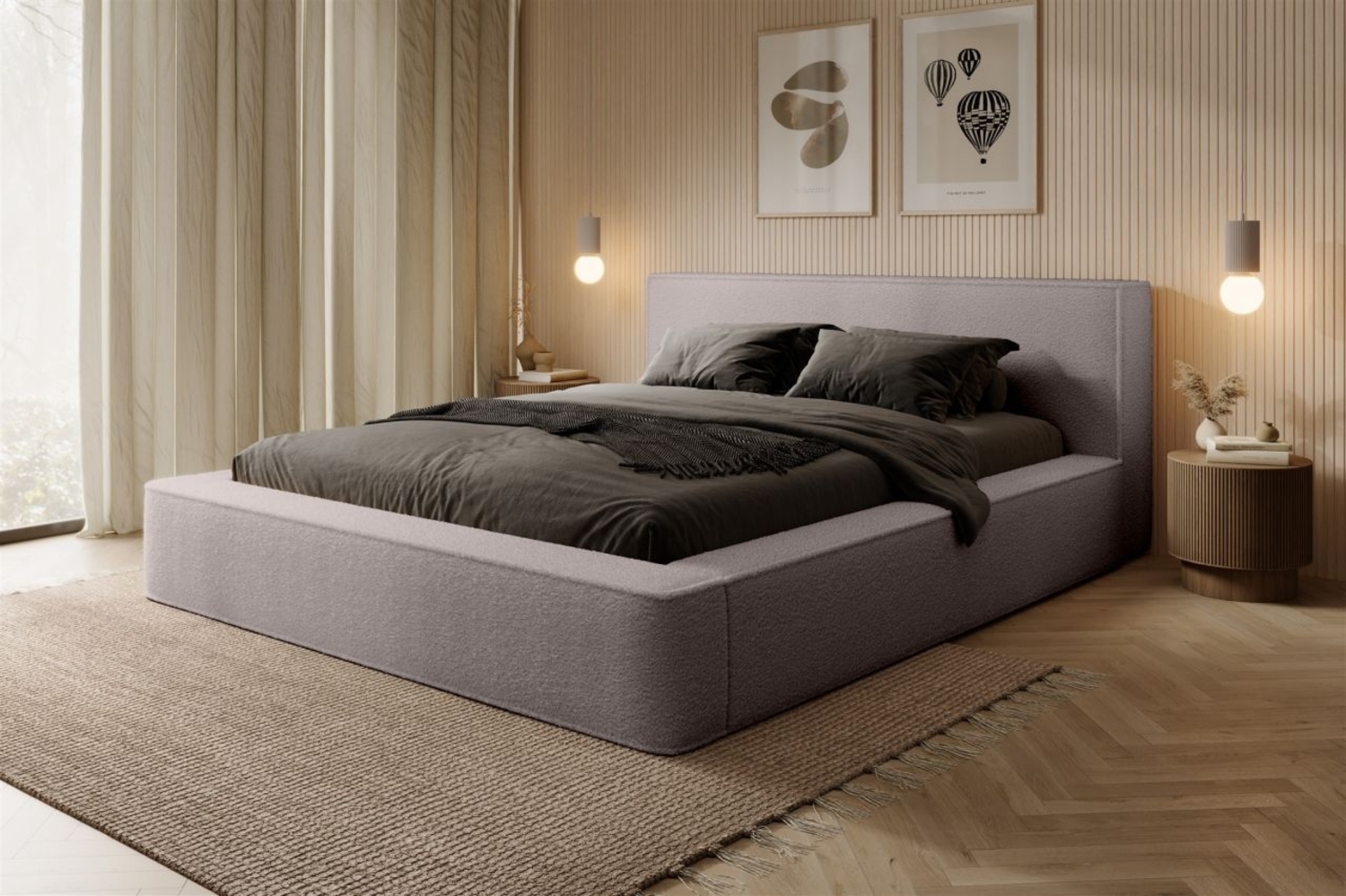 Polsterbett Doppelbett OMAHA 140x200cm in Stoff Euphoria Beige Bild 1