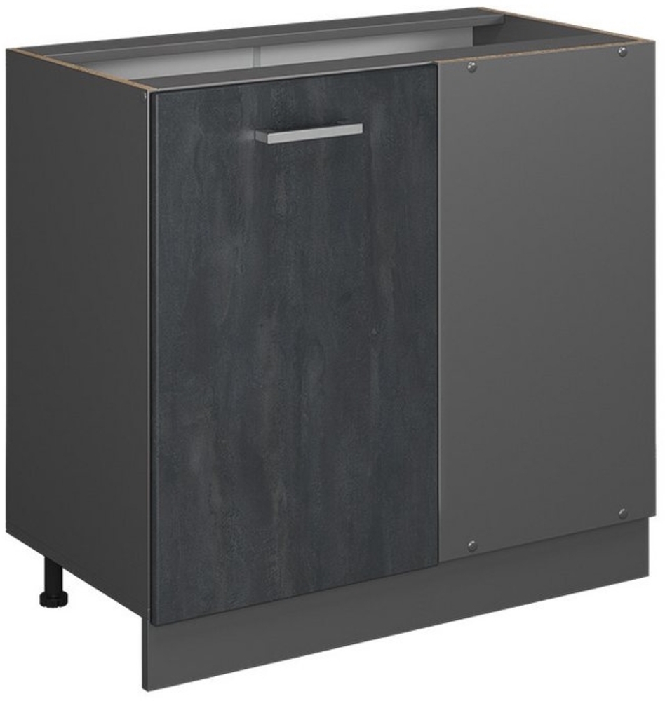 Vicco Eckunterschrank Schwarz Beton 86 cm ohne Arbeitsplatte, R-Line Bild 1