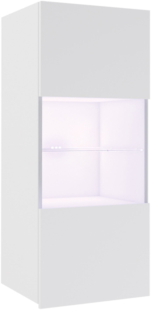 Hängevitrine Calabrini BR05 (Farbe: Weiß / Weiß Hochglanz, mit blauer LED Beleuchtung) Bild 1