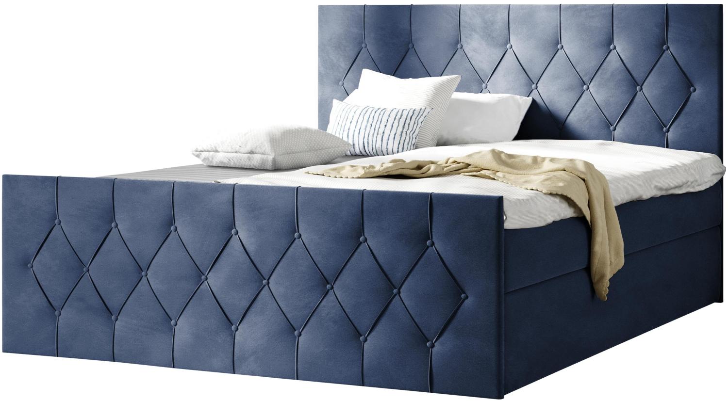 Boxspringbett Simori Lux, Blau, 180 x 200 cm Bild 1