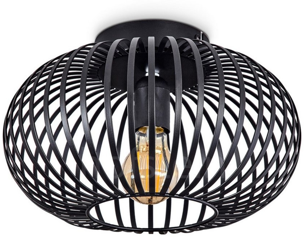 hofstein Deckenleuchte »Aidone« runde Deckenlampe aus Metall in Schwarz, ohne Leuchtmittel, E27, Leuchte mit Lichteffekt durch Gitter-Optik Bild 1