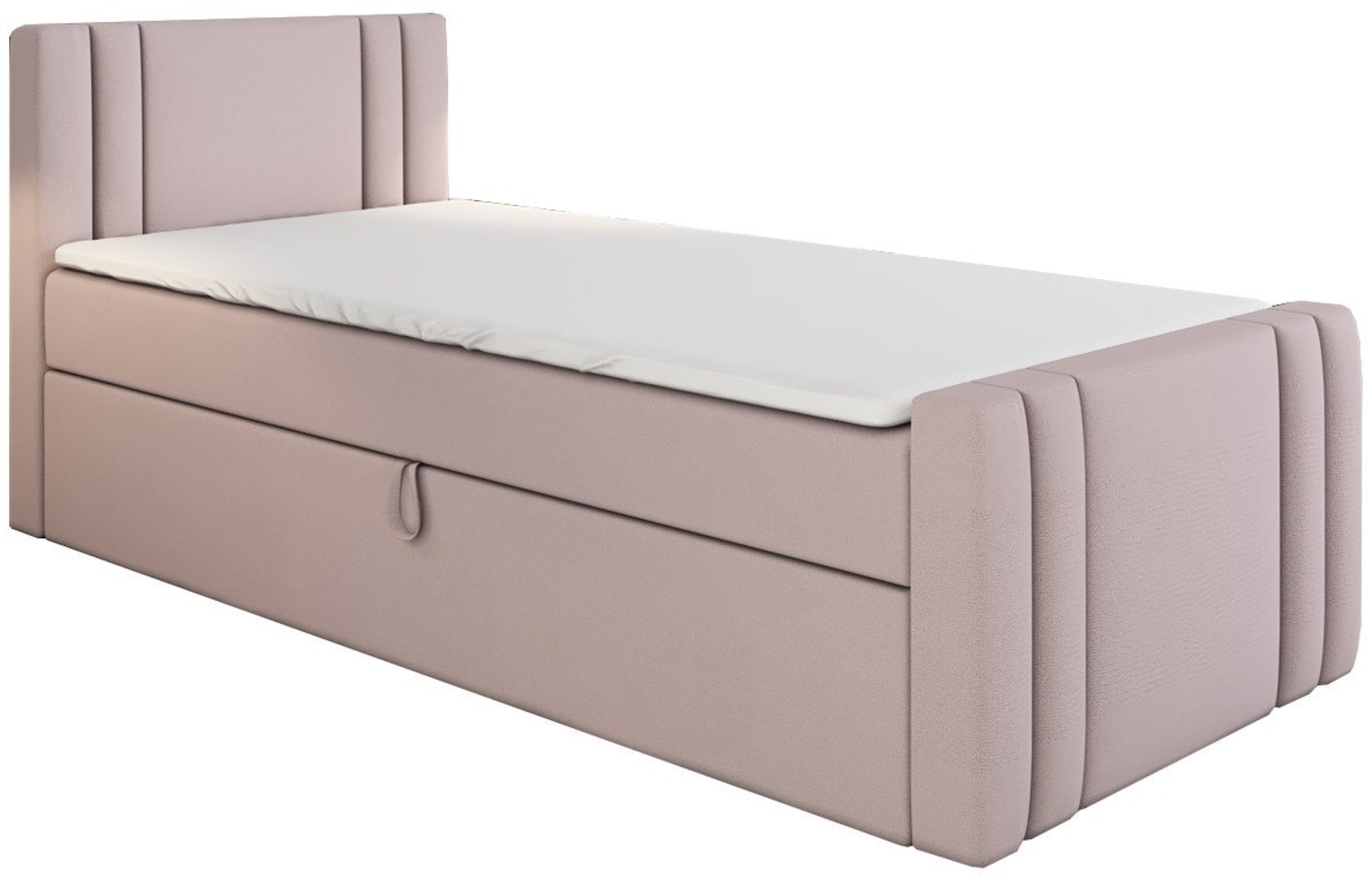 A&J MöbelLand GmbH Boxspringbett Einzelbett KLAUS mit Bettkasten, Topper und gepolstertem Kopfteil. (Boxspringbett mit Bettkasten und gepolstertem Kopfteil. Inclusive Topper!, TOP ANGEBOT), Länge 216 cm Höhe 106 cm Bild 1