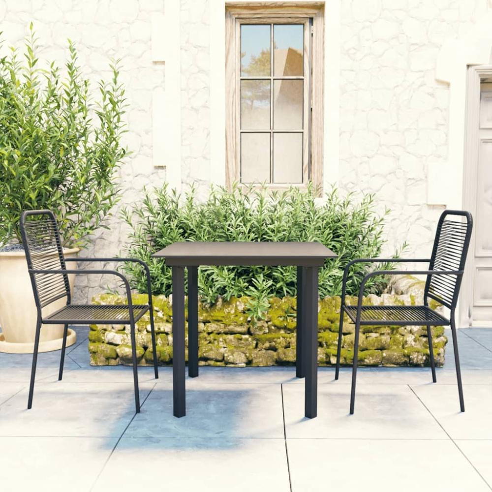 vidaXL 3-tlg. Garten-Essgruppe Schwarz Glas und Stahl 3060207 Bild 1