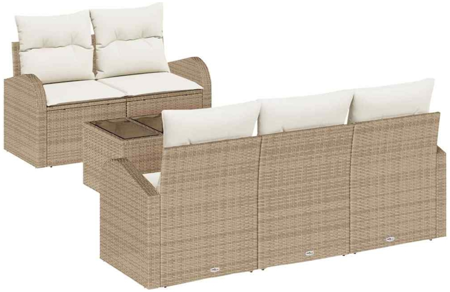 vidaXL Gartensofa-set mit Speicher 6 pcs Beige und Creme Poly-Rattan 3354590 Bild 1