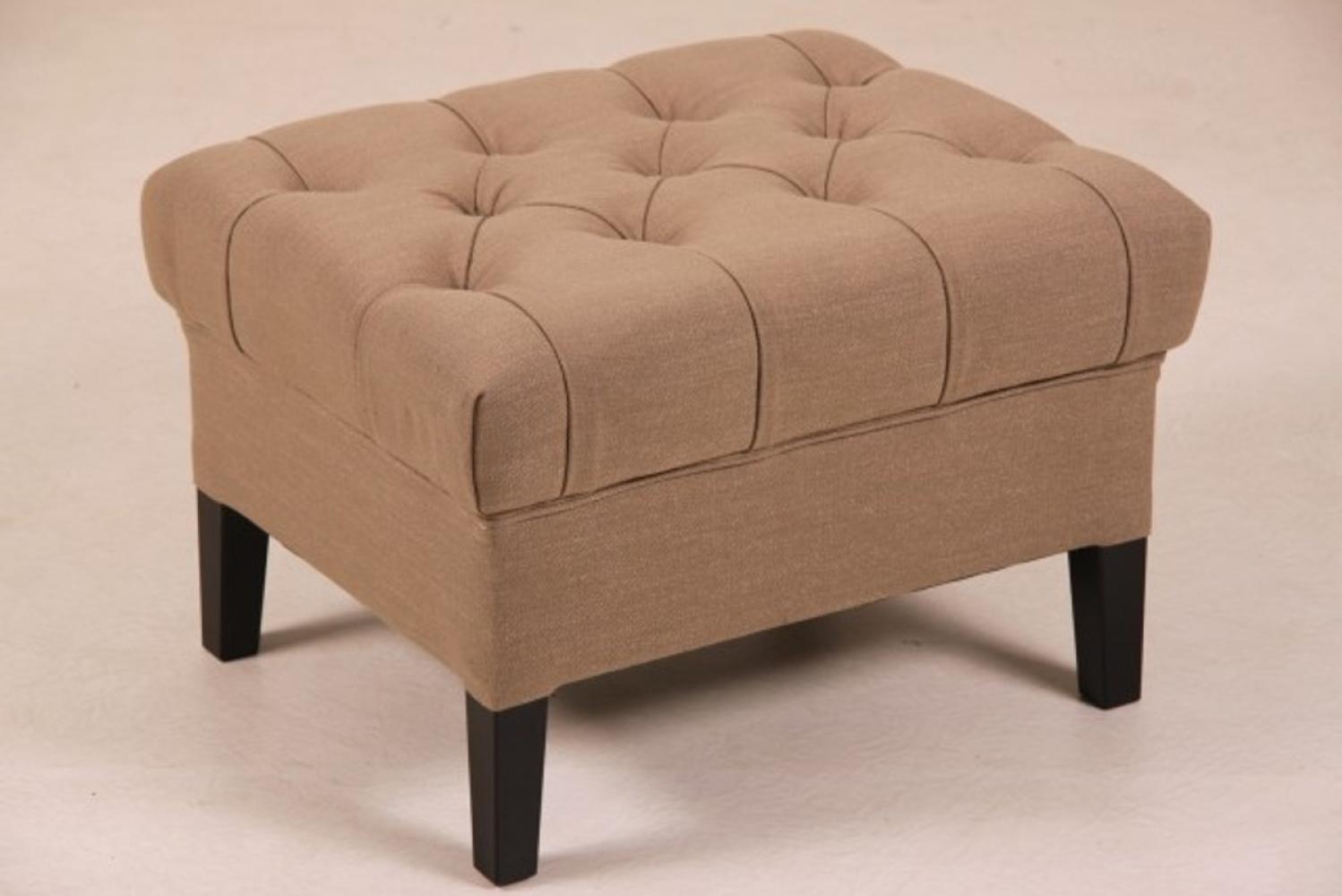 Casa Padrino Designer Sitzhocker Chesterfield Khaki Rechteckig 60 x 50 cm Sitzhöhe 42cm Bild 1