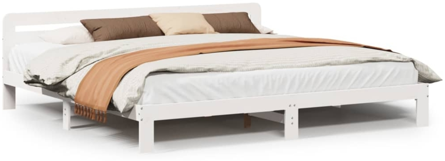 vidaXL Massivholzbett ohne Matratze Weiß 180x200 cm Kiefernholz 855559 Bild 1