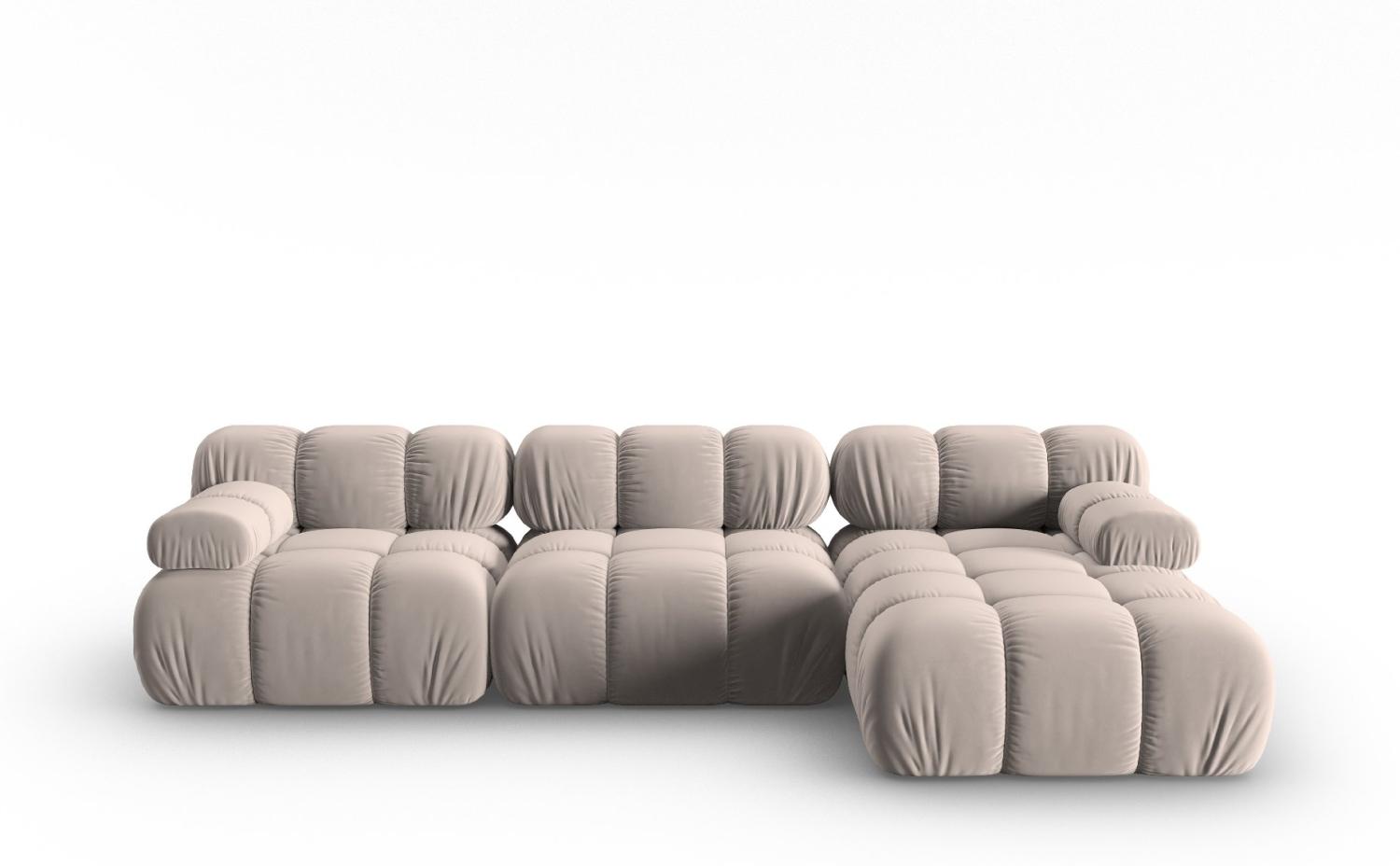 Micadoni Modulares Ecksofa Bellis 4-Sitzer Rechts Samtstoff Beige Bild 1