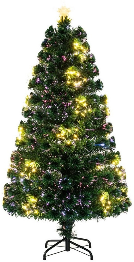 KOMFOTTEU Künstlicher Weihnachtsbaum, Tannenbaum mit 24 warmweißen Lichtsträngen & Sternspitze Bild 1