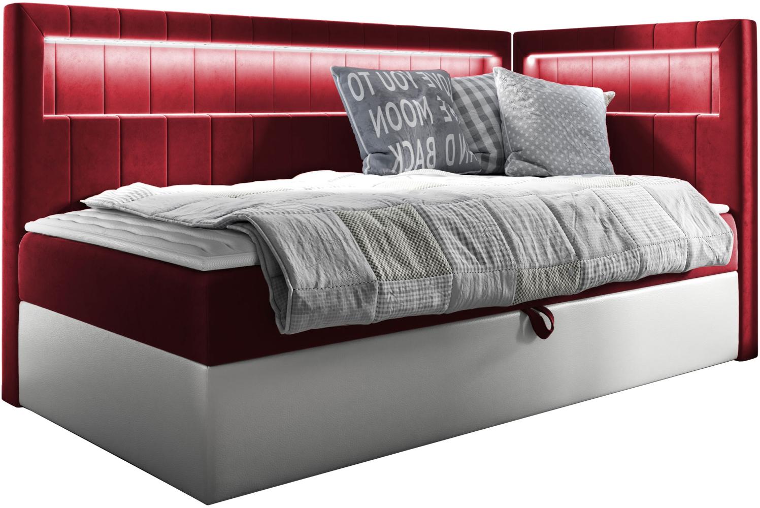 Boxspringbett 'Gladino Junior 3' rot 100 x 200 cm Rechts Bild 1