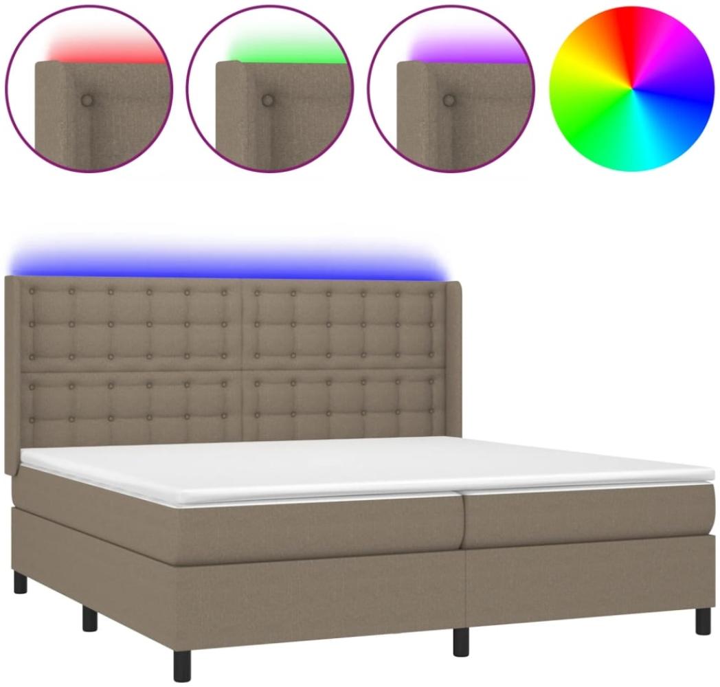 vidaXL Boxspringbett mit Matratze & LED Stoff Taupe 200x200 cm, Härtegrad: H2 [3138665] Bild 1