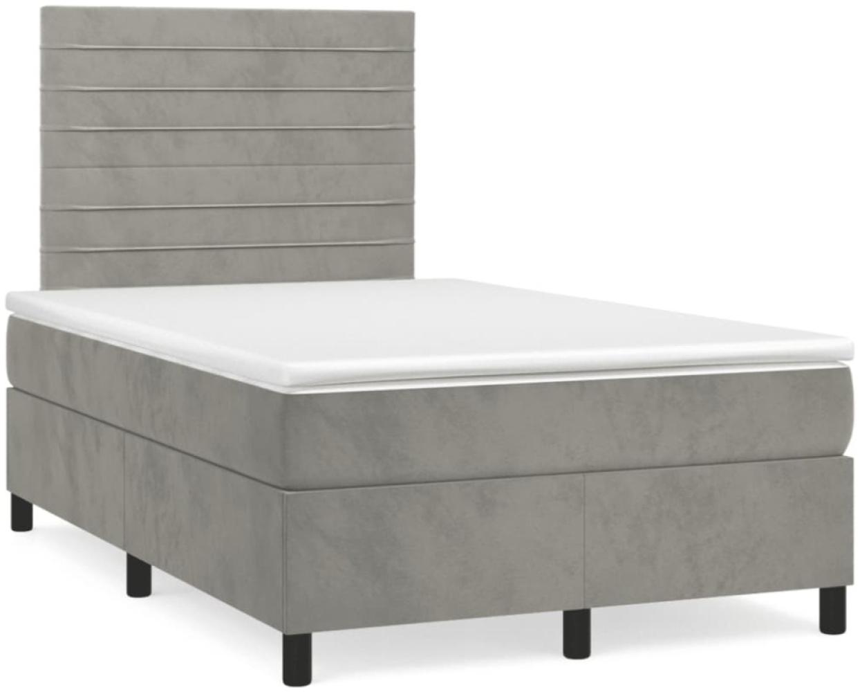 vidaXL Boxspringbett mit Matratze & LED Hellgrau 120x190 cm Samt 3270317 Bild 1