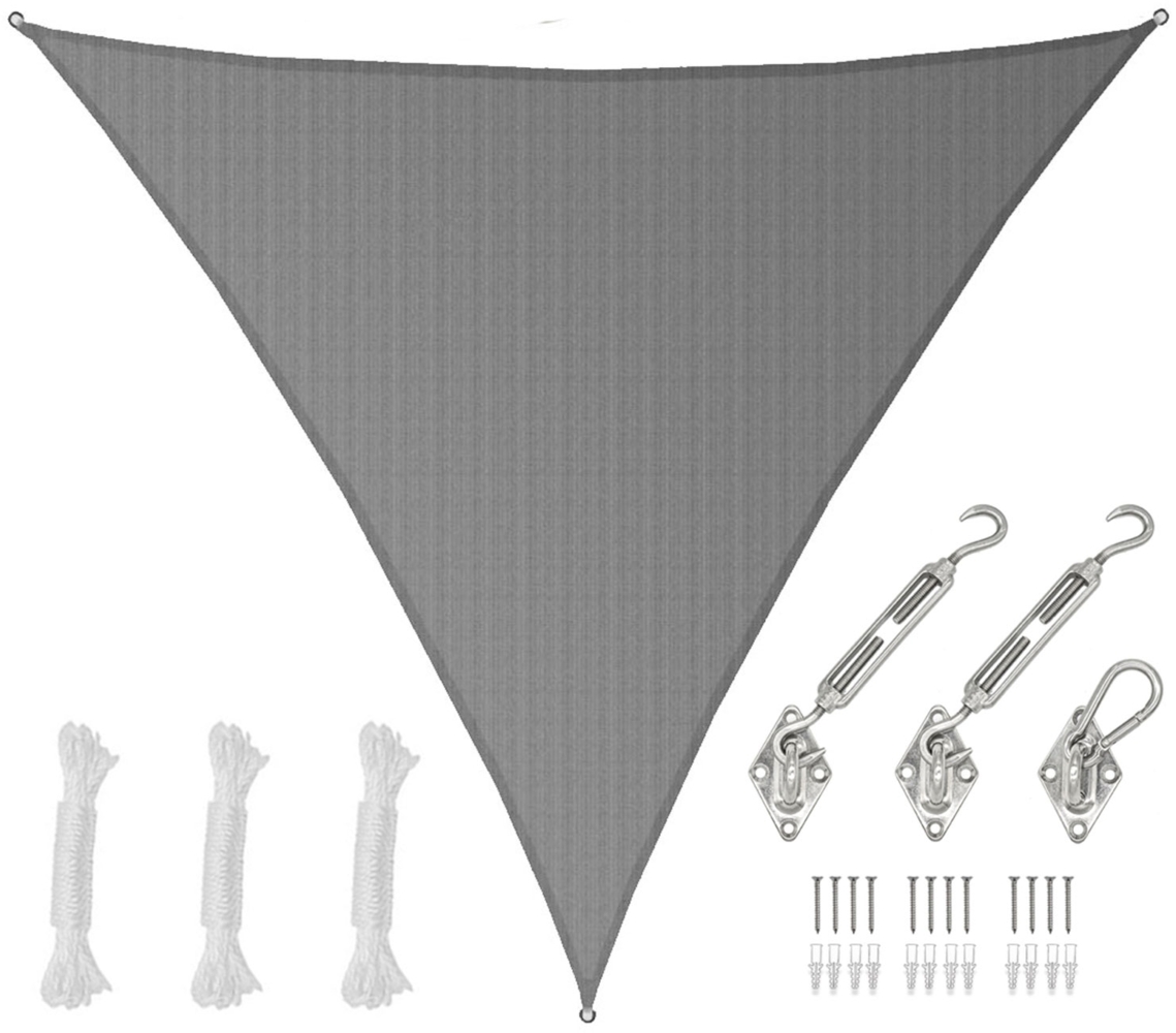 7x7x7m UV Sonnensegel Atmungsaktiv mit Befestigung Grau Bild 1