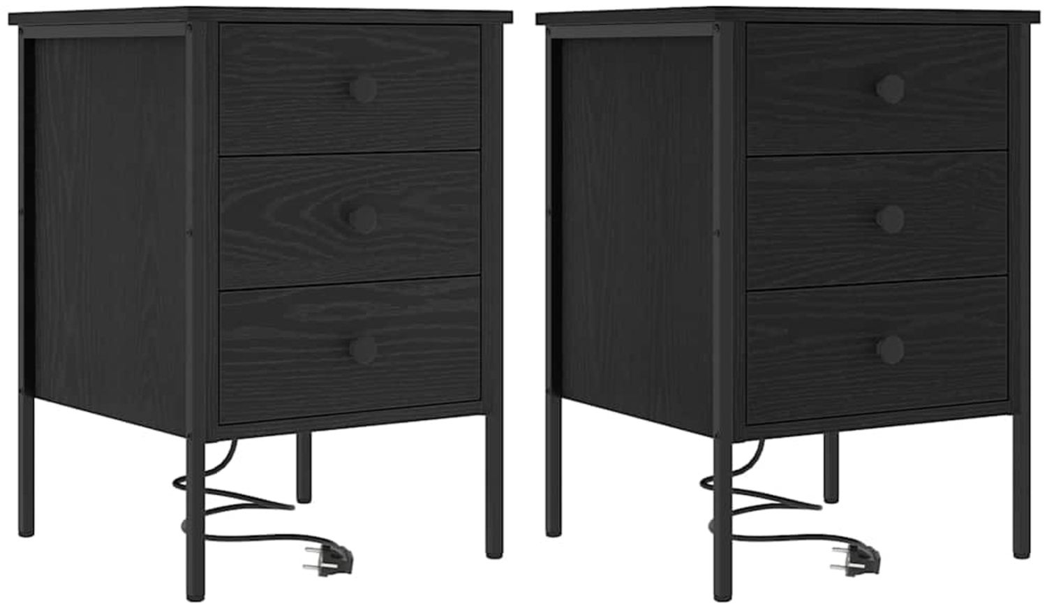 vidaXL Nachttisch 2 pcs Schwarz Eichen-Optik 42 x 41 x 61 cm 859481 Bild 1